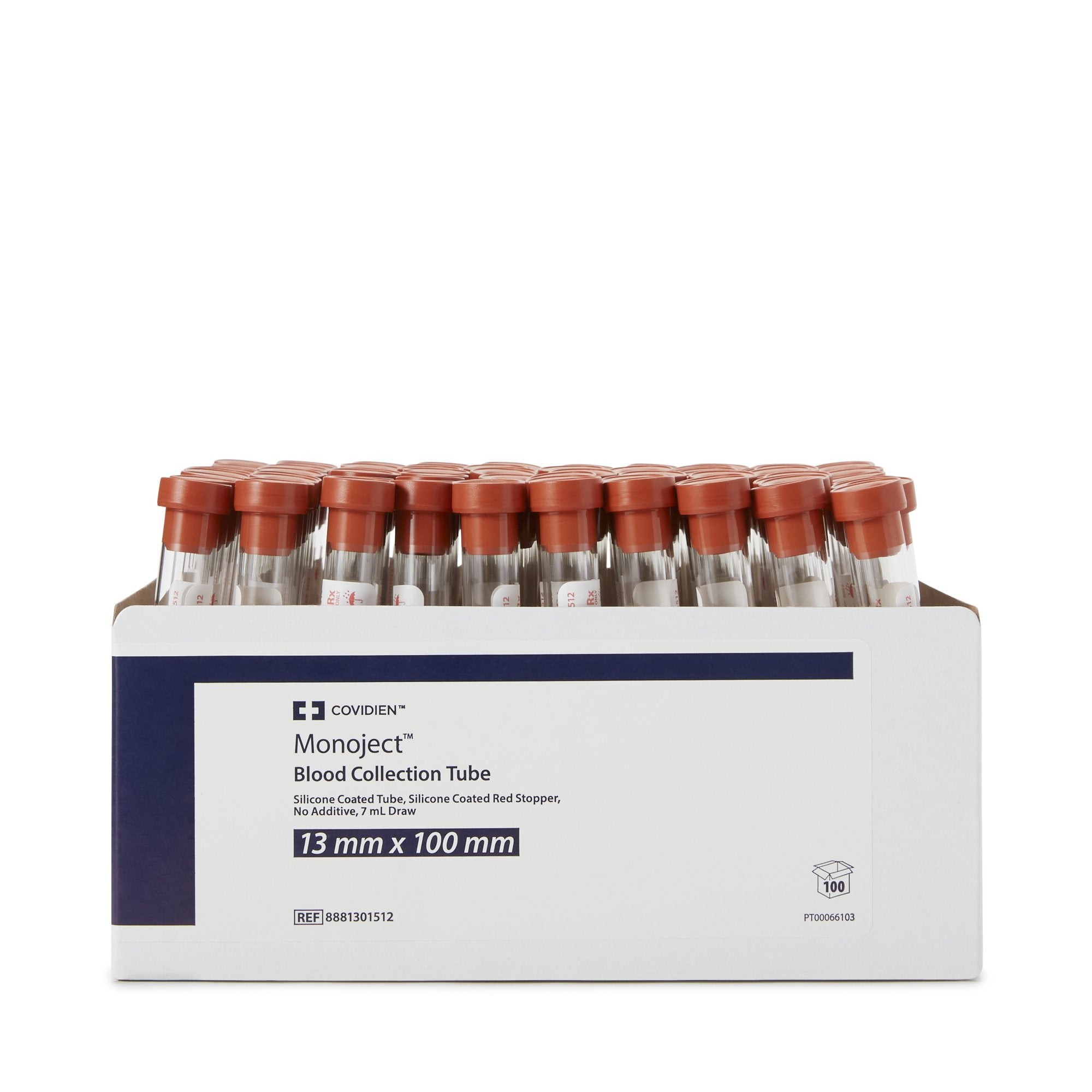 Monoject™ Venous Blood Collection Tube Serum Tube Plain 13 X 100 mm 7 mL Red Conventional Closure Glass Tube 8881301512