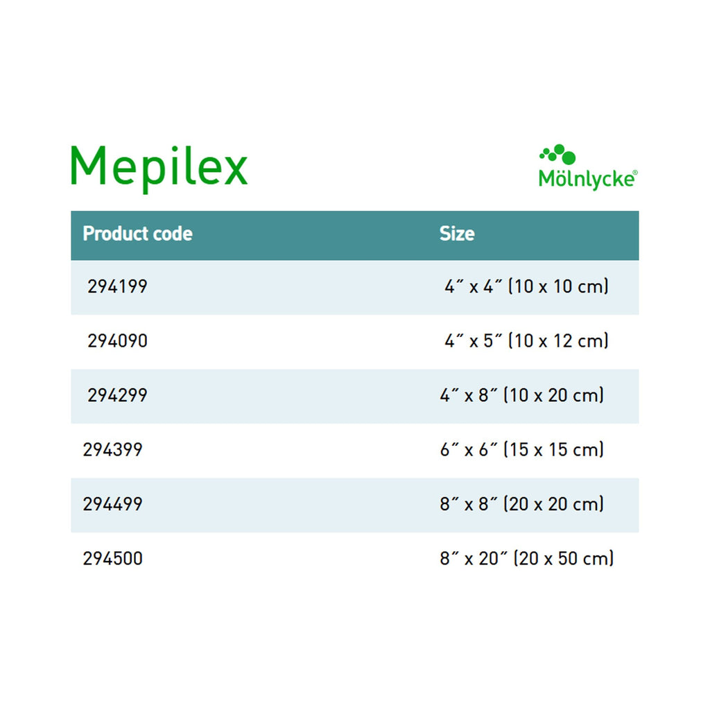 Mepilex® Silicone Adhesive without Border Silicone Foam Dressing, 4 x 8 Inch 294299