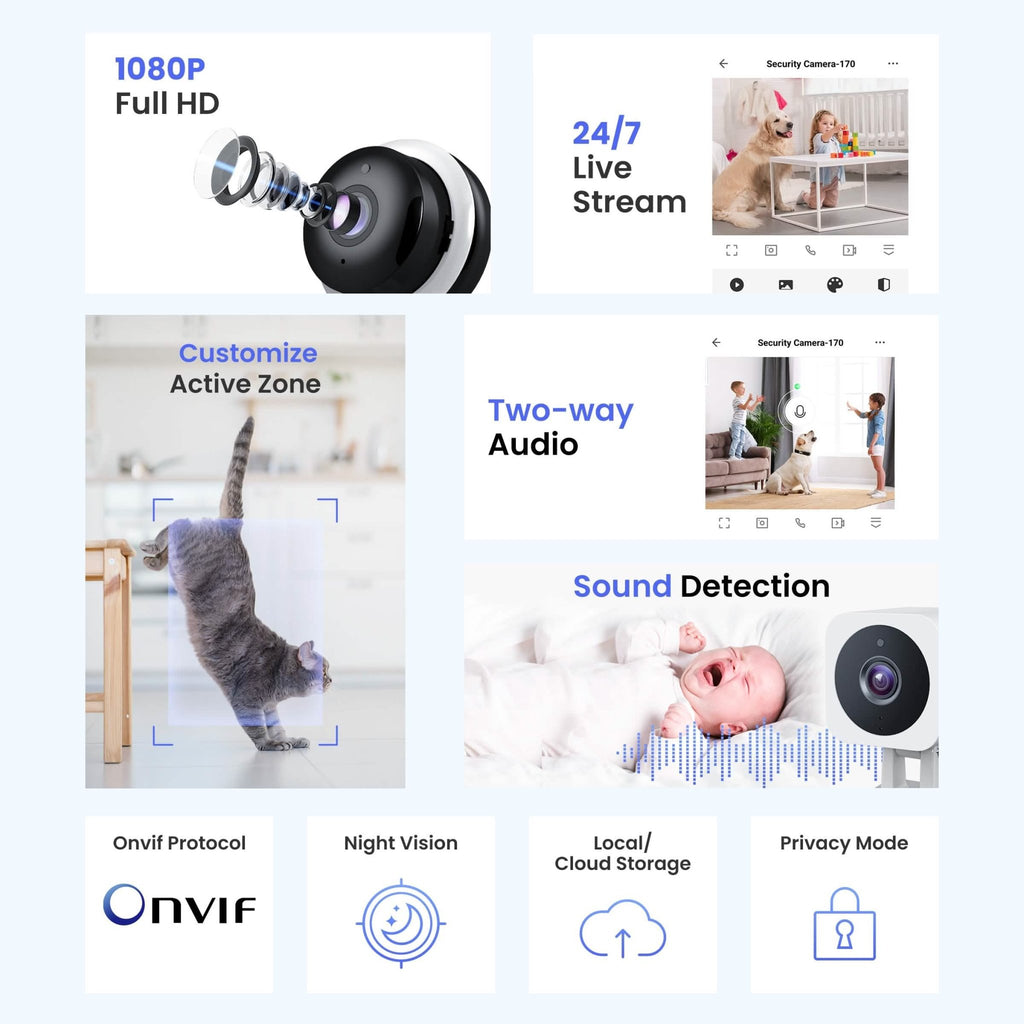 3MP Wireless Smart AI Home Security Camera – Two - Way Audio, Motion Detection, Night Vision - PhishStones Products