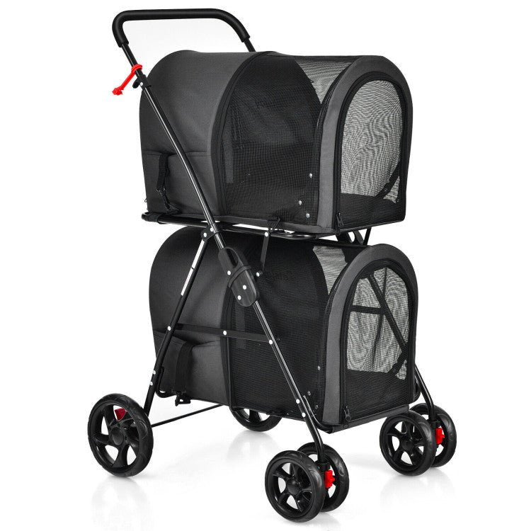 4 - in - 1 Double Pet Stroller with Detachable Carrier and Travel Carriage - PhishStones Products