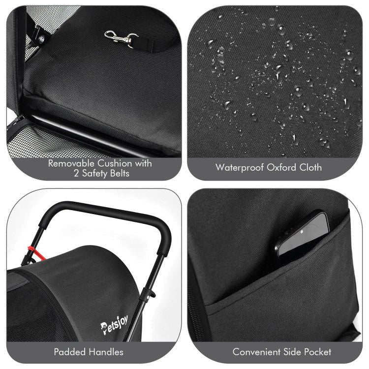 4 - in - 1 Double Pet Stroller with Detachable Carrier and Travel Carriage - PhishStones Products