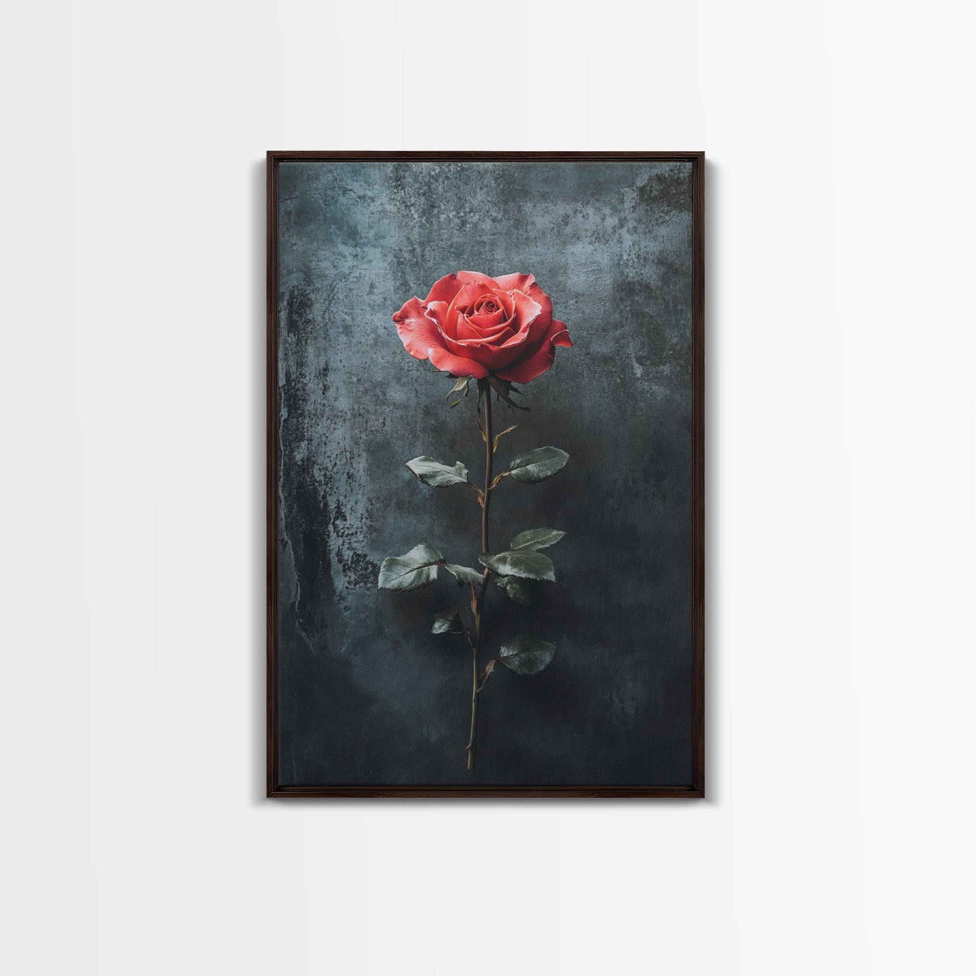 Red Rose Canvas Print, Art Print Roses Framed Canvas Print, Antique Flowers Print, Oil Painting Vintage Flowers, Ready To Hang, Flowers Wall Art