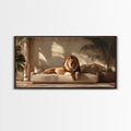 Majestic Lion Portrait Framed Canvas Print, Wild Safari Wall Art, African Animal Painting, Living Room Rustic Decor, Regal Wildlife Art