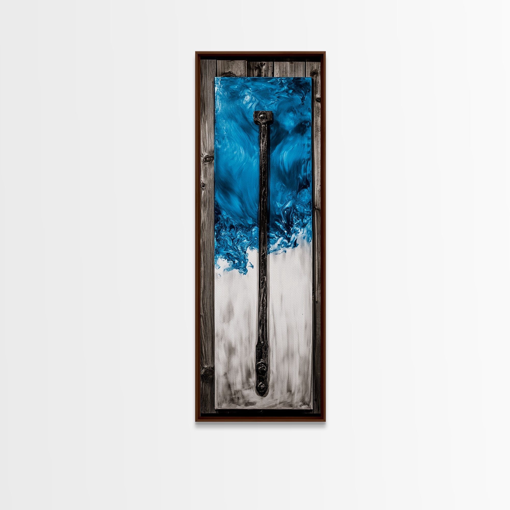 Abstract Metal Art, Modern Industrial Design, Blue and White Wall Decor, Unique Home Statement, Contemporary Style, Canvas Print