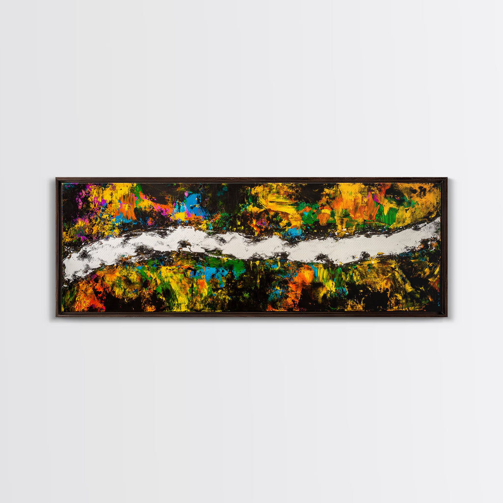 Abstract Chaos, Colorful Expressionism, Modern Wall Art, Framed Canvas Print, Bold Statement Piece, Office Decor