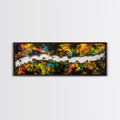 Abstract Chaos, Colorful Expressionism, Modern Wall Art, Framed Canvas Print, Bold Statement Piece, Office Decor