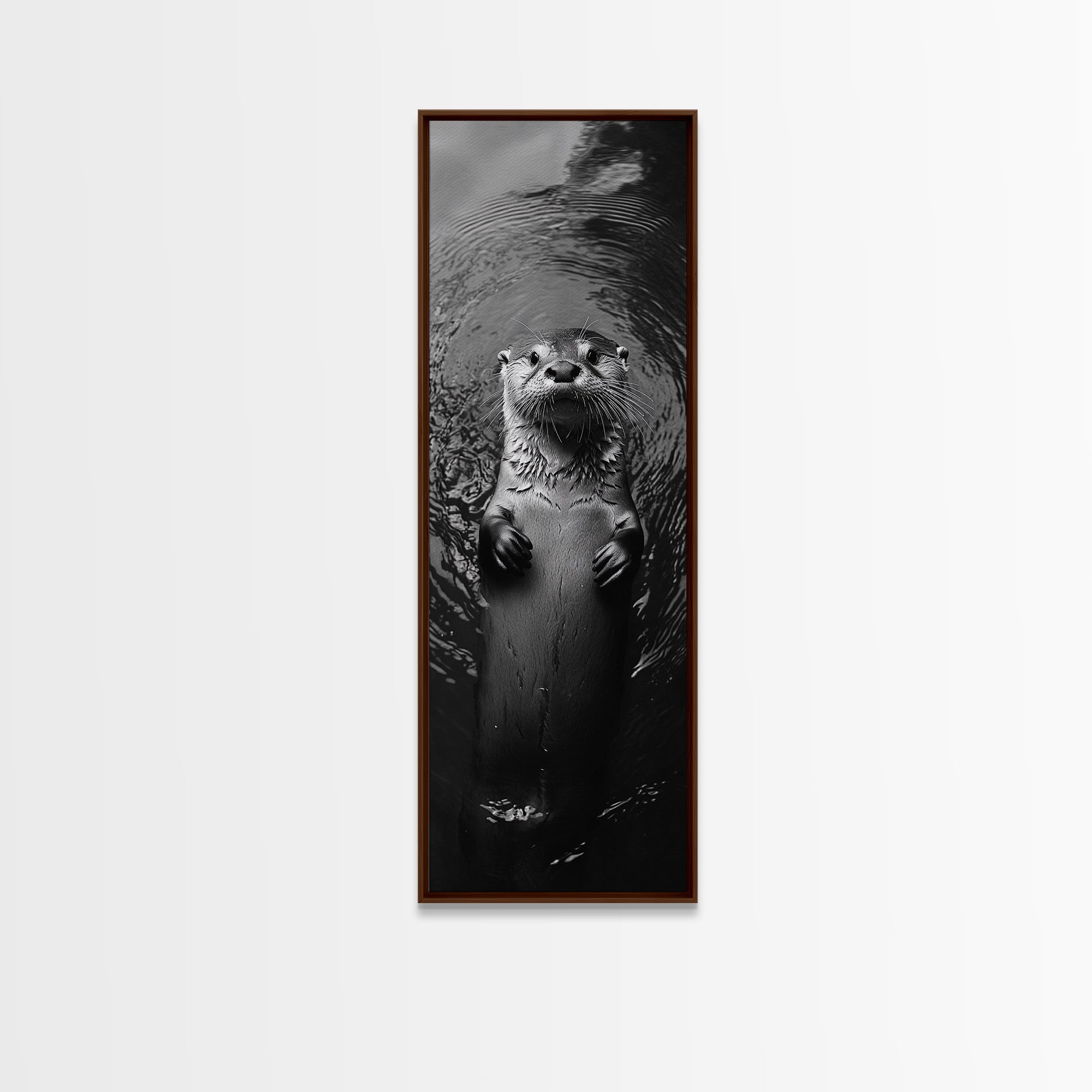 Cute Otter, Wildlife Charm, Animal Portrait, Black White Art, Canvas Print, Kids Room Wall Art, Woodland Nursery, Nature Lover Gift