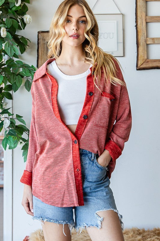 PLUS RUST 2TONE VINTAGE BUTTON JACKET