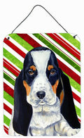 Basset Hound Candy Cane Holiday Christmas Wall or Door Hanging Prints Aluminum Metal Sign Kitchen Wall Bar Bathroom Plaque Home Decor Front Door Plaque, 12x16, Multicolor