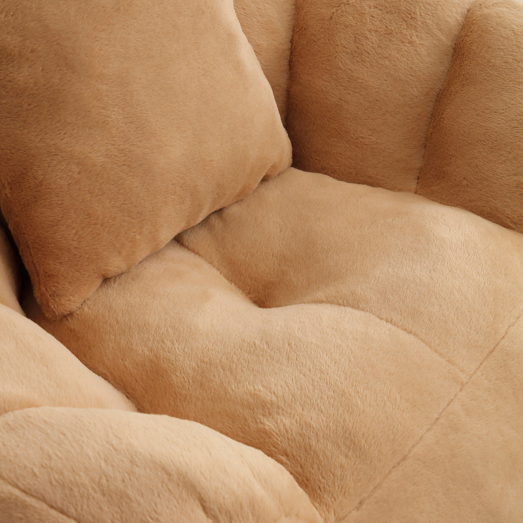 Giant Bean Bag Chair, Oversized Bean Bag Couch for Adults and Kids, Faux Fur Shell-Shaped Large Chair with Filler, Stuffed Big Accent Sofa Lounge Floor Sofa for Gaming,Reading Living Room Bedroom
