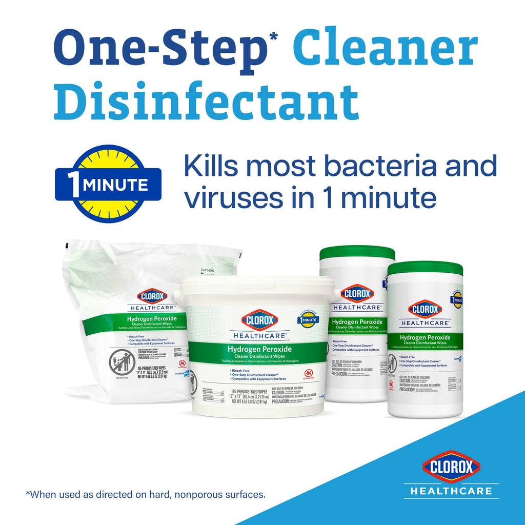 Clorox Healthcare® Hydrogen Peroxide Cleaner Disinfectant Wipes, Bucket, 185 ct. 30826