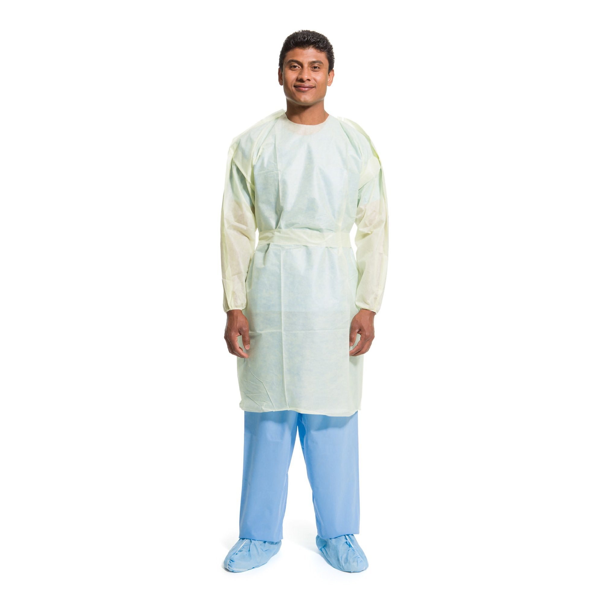 Protective Procedure Gown Halyard Basics One Size Fits Most Yellow NonSterile AAMI Level 2 Disposable - 13962