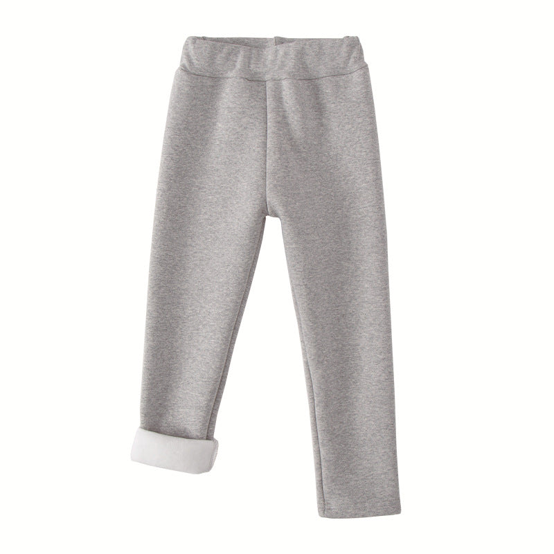Fleece-lined Extra-thick Casual Pants For Kids