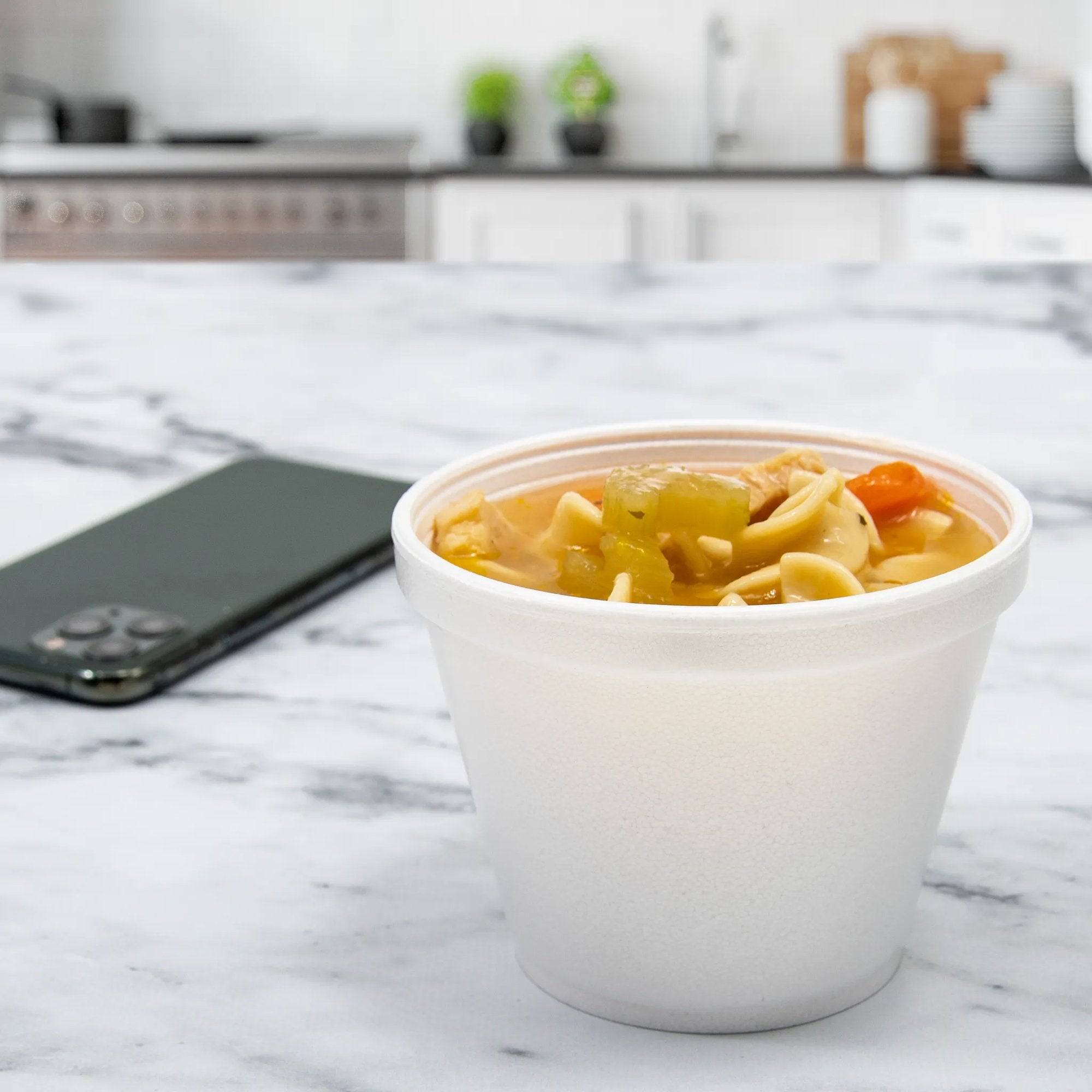8 oz. Foam Insulated Food Container J Cup® White Single Use 8SJ12