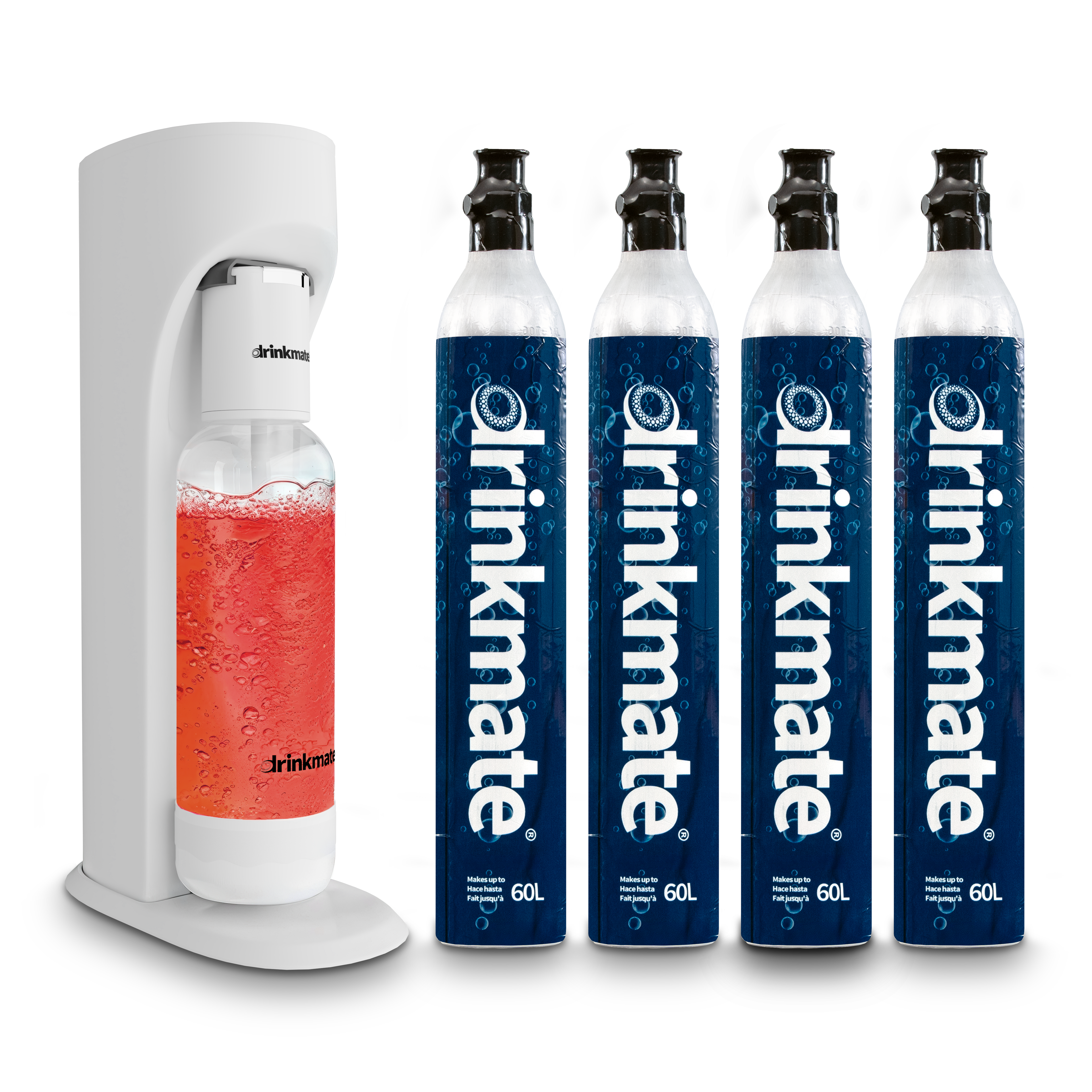 OmniFizz Premium Kit - Sparkling Water and Soda Maker with Four 60L CO2 Cylinders