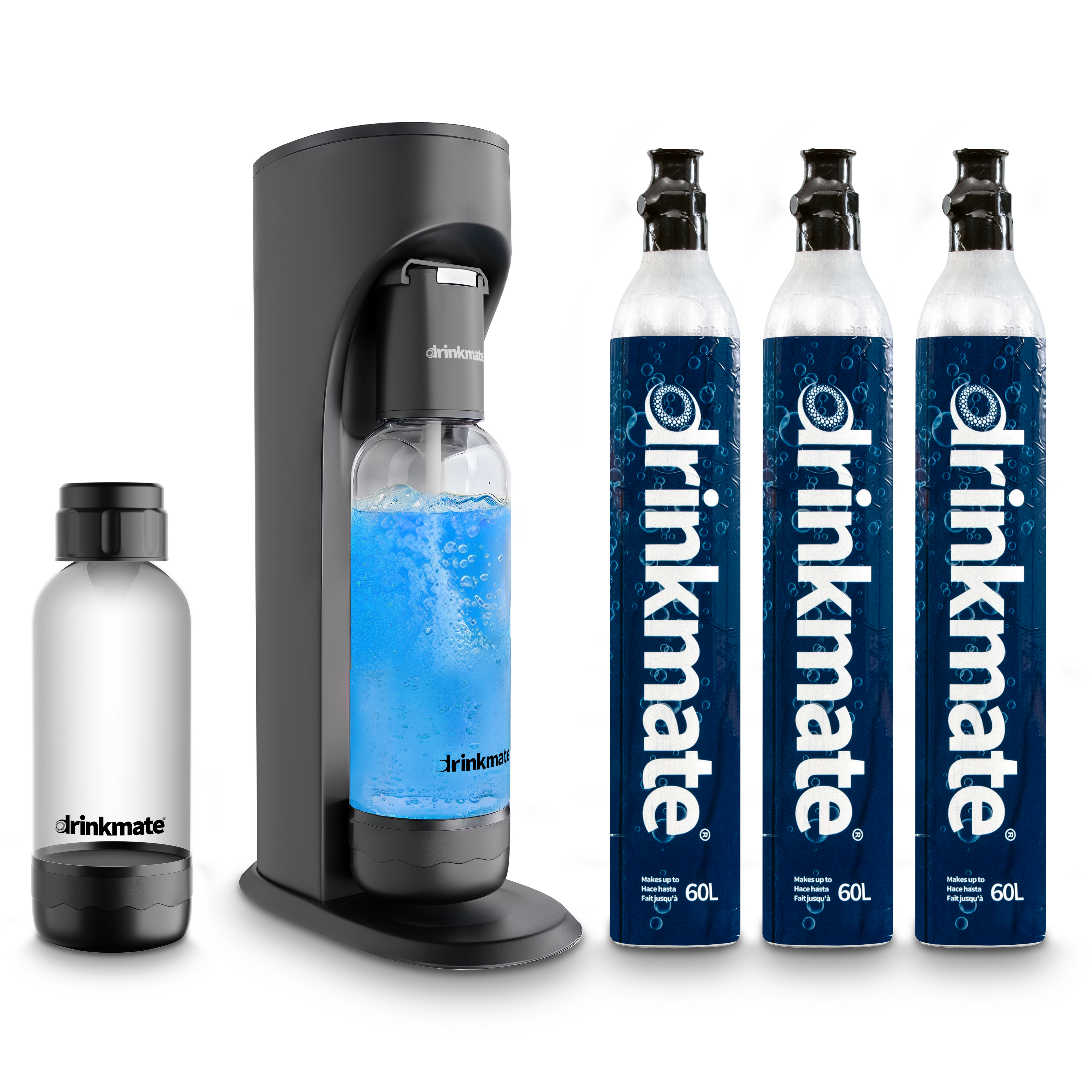 OmniFizz Ultimate Bundle - Sparkling Water and Soda Maker with Three 60L CO2 Cylinders and 0.5L Bottle