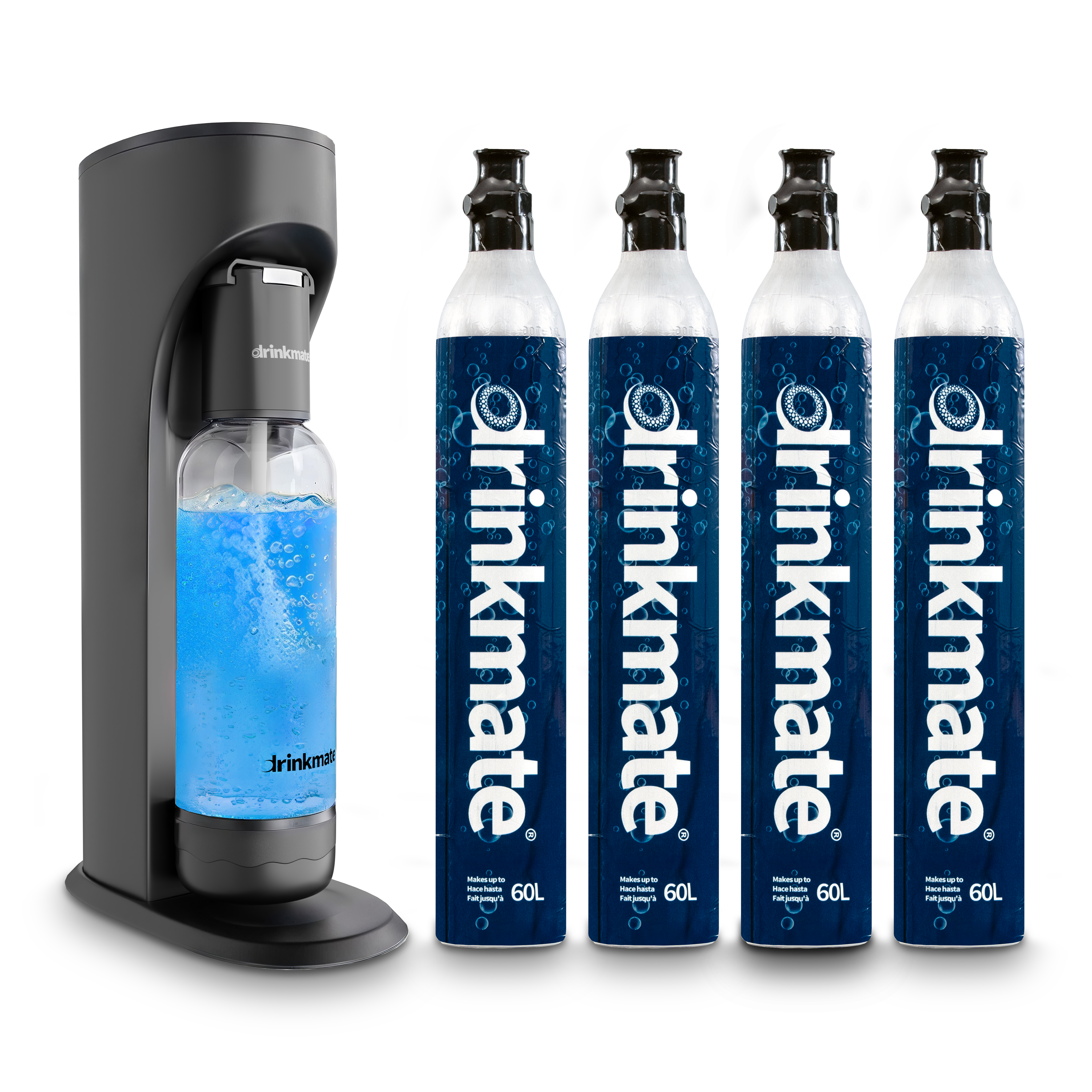 OmniFizz Premium Kit - Sparkling Water and Soda Maker with Four 60L CO2 Cylinders