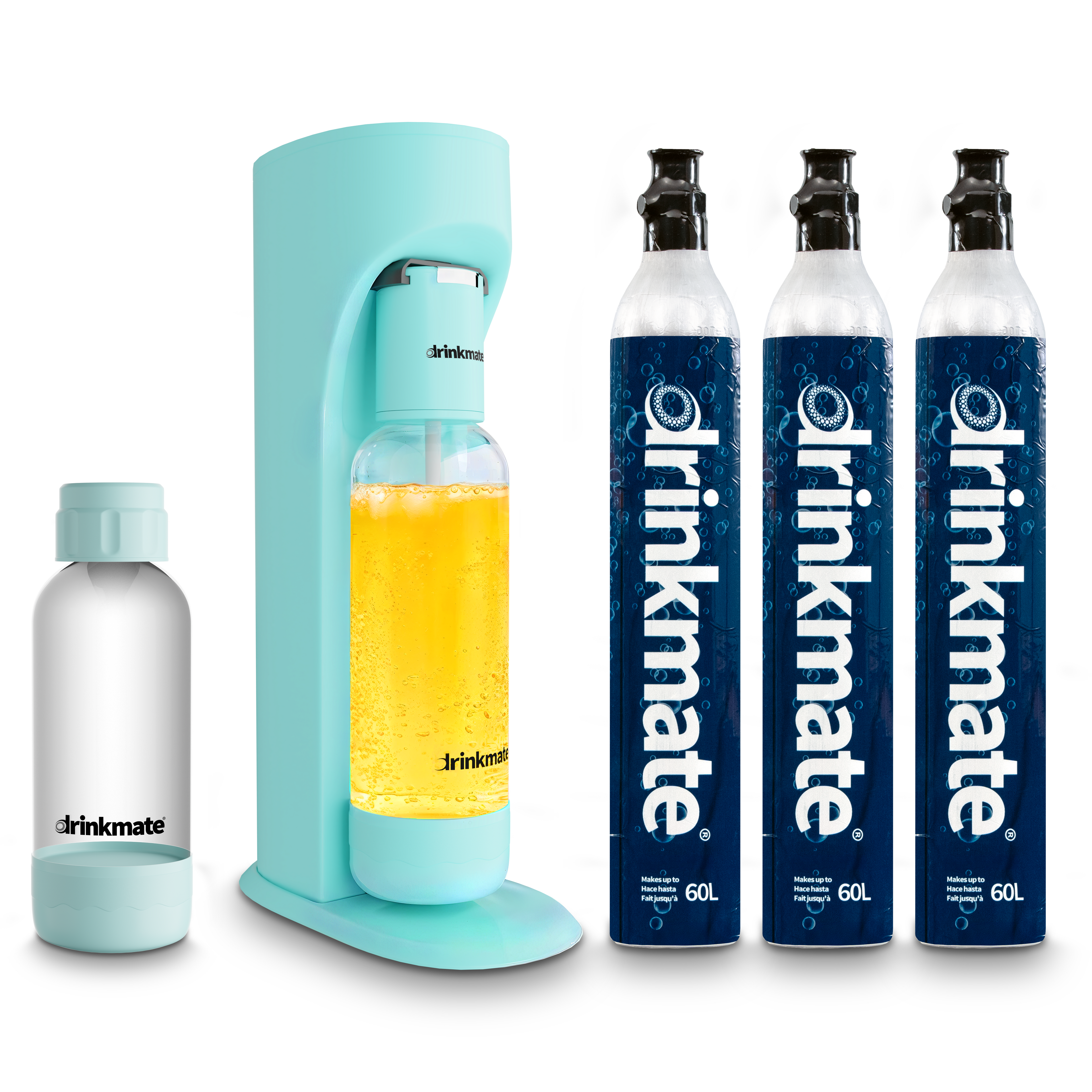 OmniFizz Ultimate Bundle - Sparkling Water and Soda Maker with Three 60L CO2 Cylinders and 0.5L Bottle
