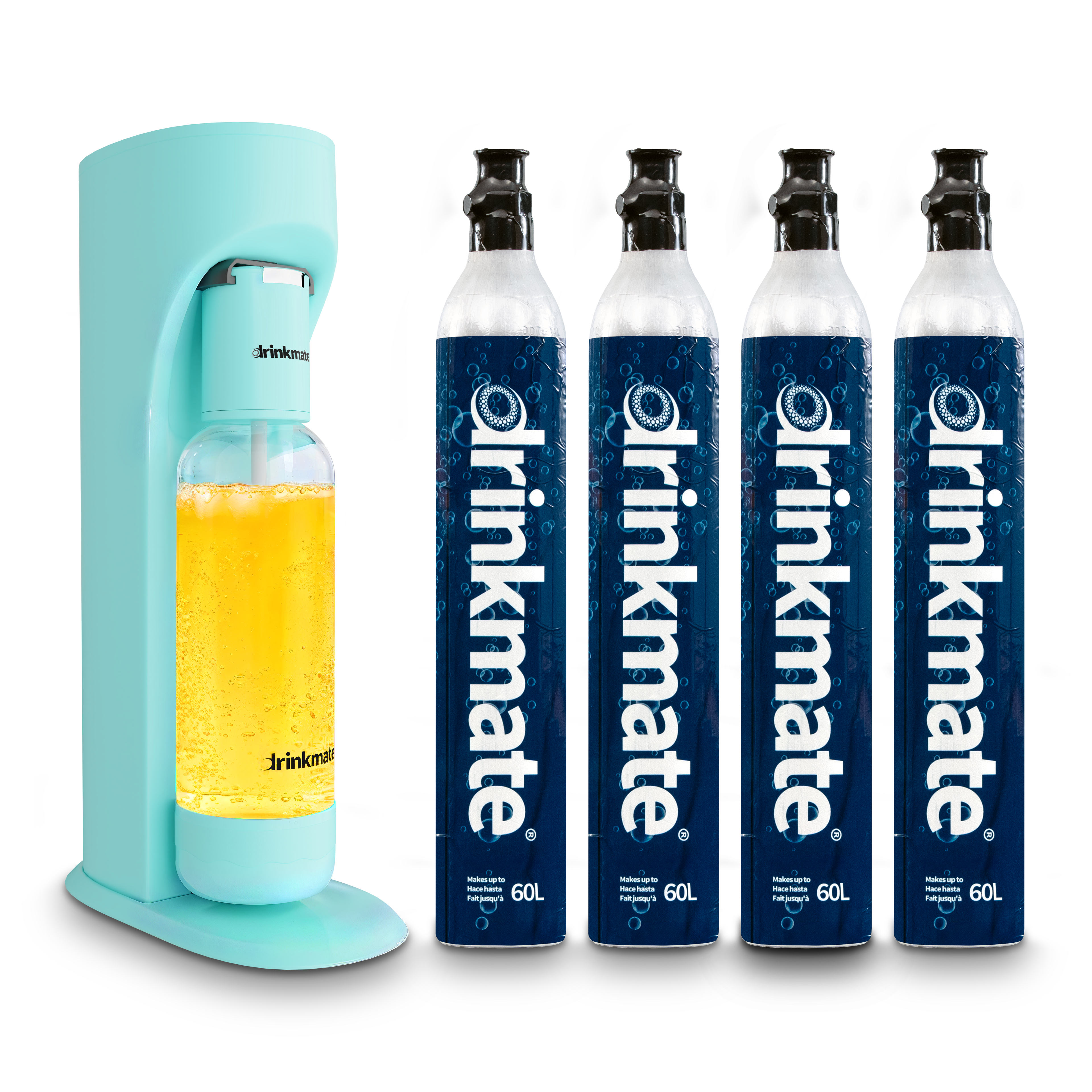 OmniFizz Premium Kit - Sparkling Water and Soda Maker with Four 60L CO2 Cylinders