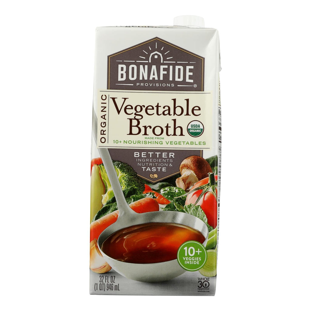 Bonafide Provisions Vegetable Broth - 6 Pack of 32 Oz Cartons