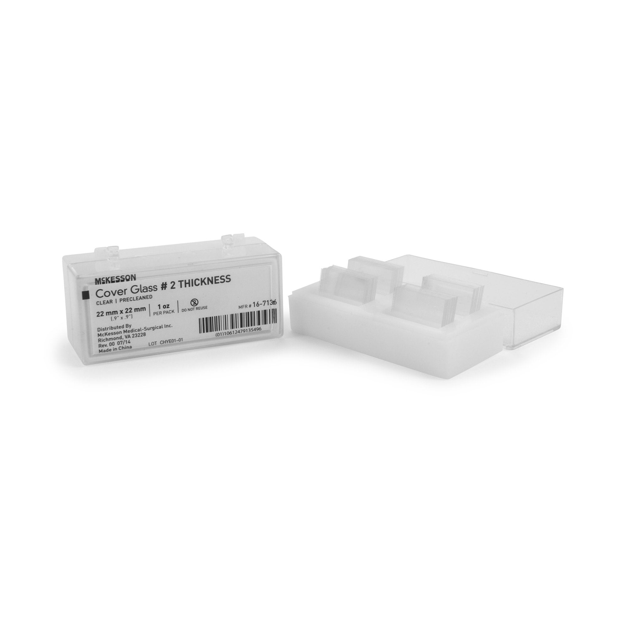 McKesson No. 2 Thickness Cover Glass, 22 x 22 mm 16-7136