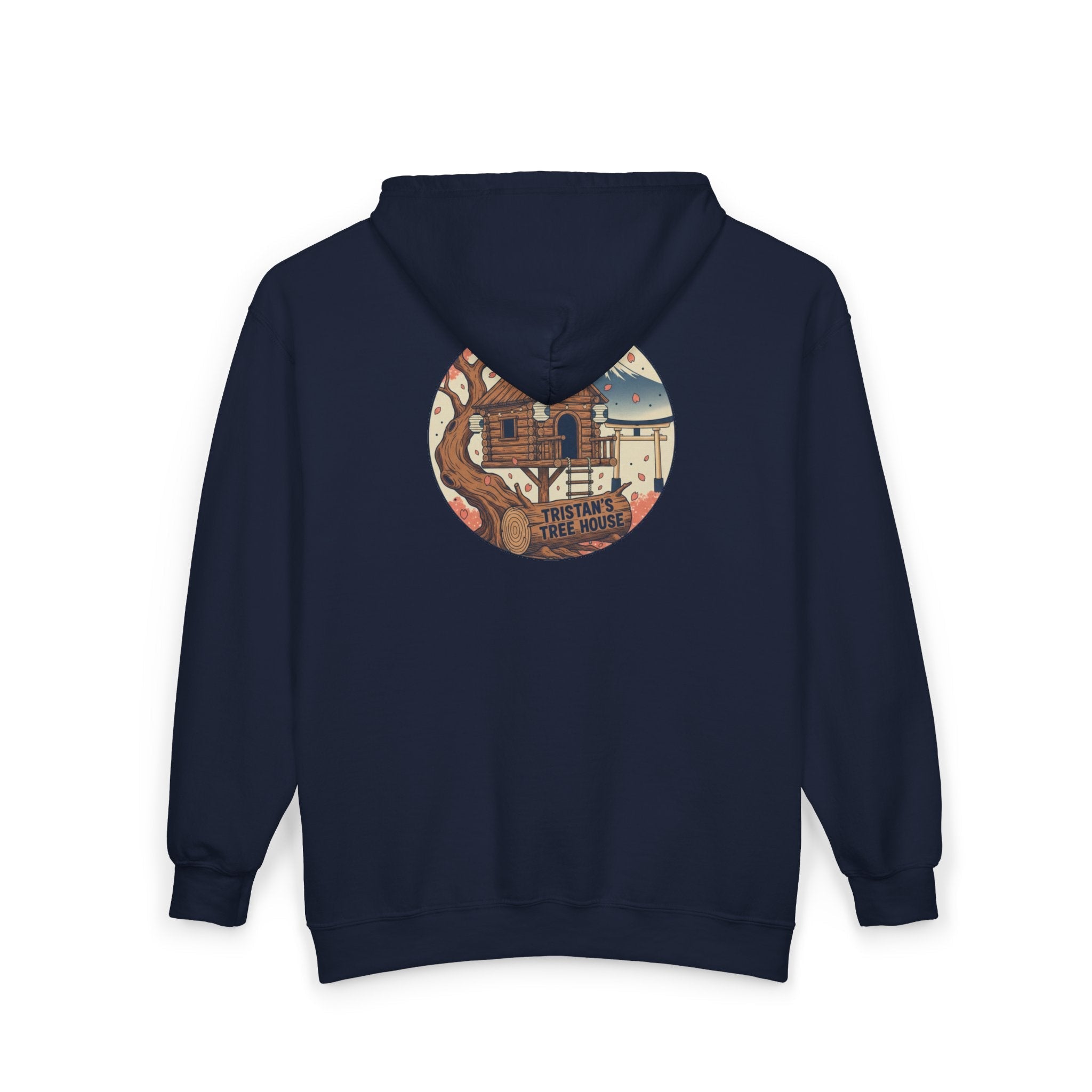 Love Vibes Zip Hoodie —Tristan’s Treehouse  Rustic Lakeside Circle Illustration