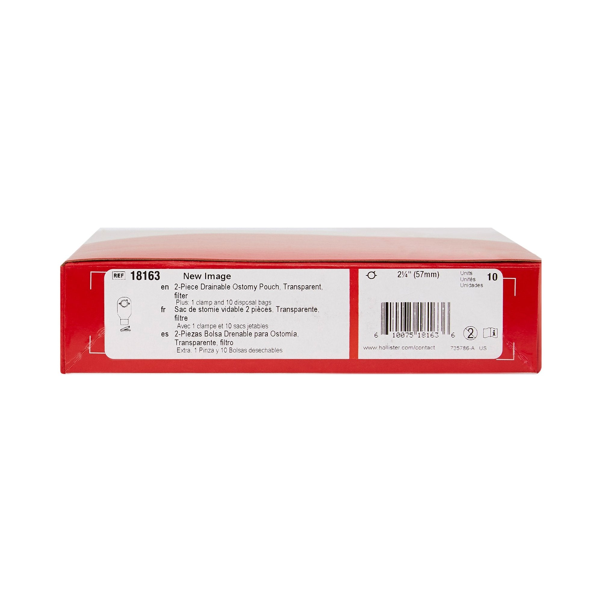 New Image™ 18163 Two-Piece Transparent Ostomy Pouch, Pre-cut to Fit 57 mm Stoma 18163