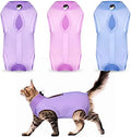 Nuanchu 3 Pieces Cat Recovery Suit Kitten Recovery Suit E-Collar Alternative for Cats and Dogs Abdominal Skin Anti Licking Pajama Clothes Sets(Solid Pattern,Large)