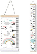 Kids Growth Chart, Wood Frame Fabric Canvas Height Measurement Ruler from Baby to Adult for Child's Room Decoration 7.9 x 79in (7.9 x 79in, Rainbow)