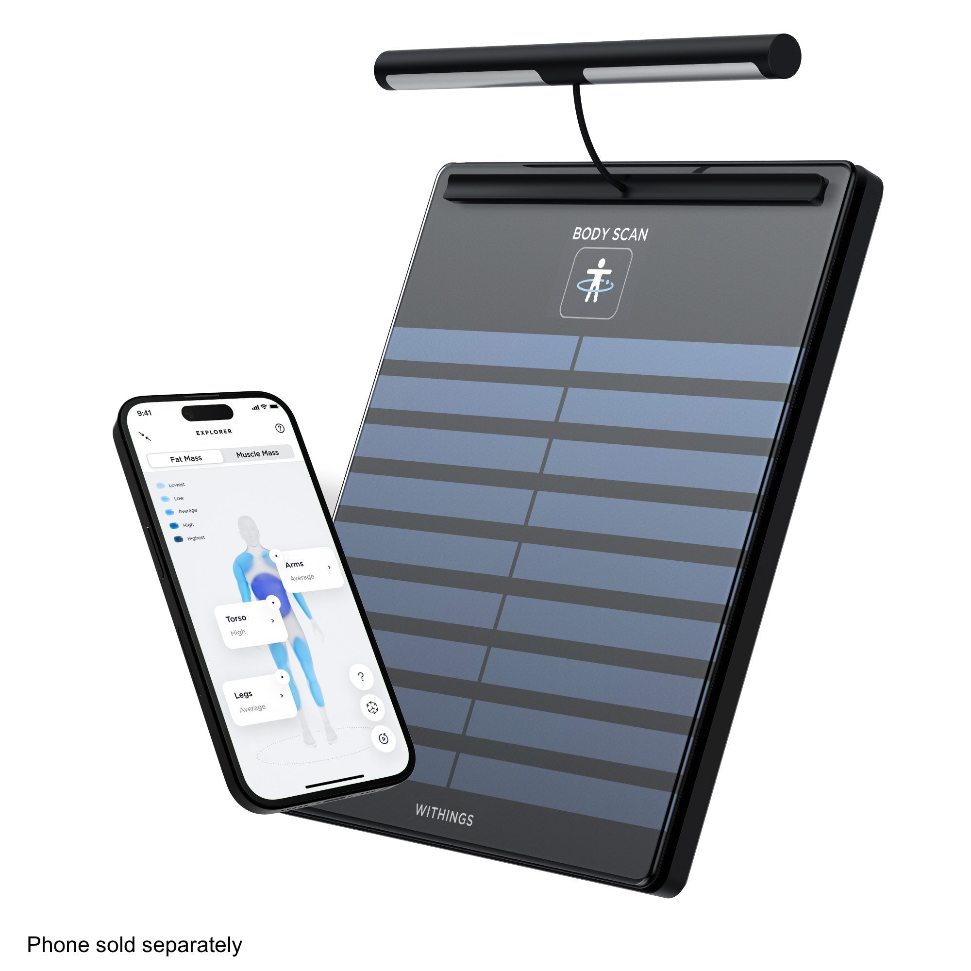 Withings Body Scan Wifi Smart Scale, Black WBS08-BLACK-ALL-INTER