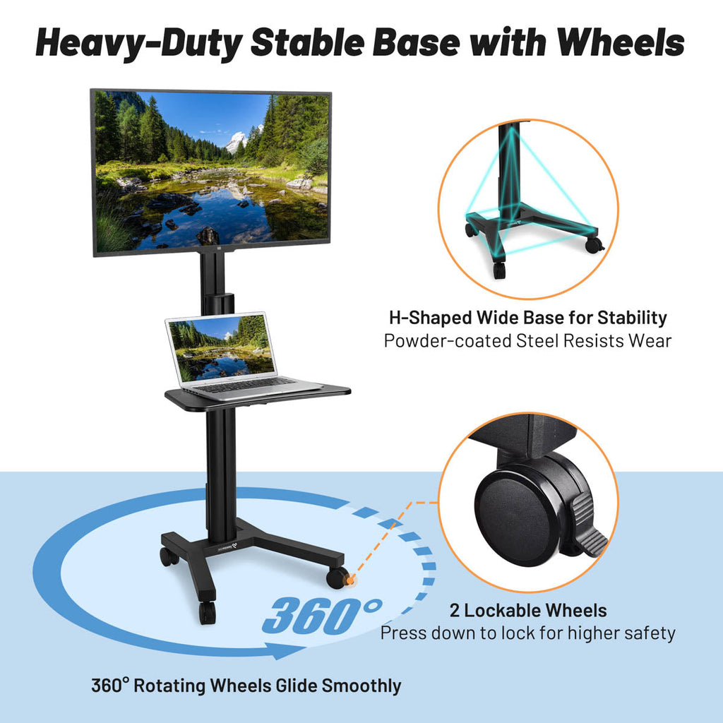 Yescom Mobile TV Stand with Mount for 32-65in Monitors Office Classroom