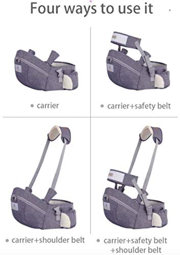 Baby Hip Seat Carrier Baby Waist Stool for Child Infant Toddler with Adjustable Strap Buckle Pocket Soft Inner Huge Storage (Black)