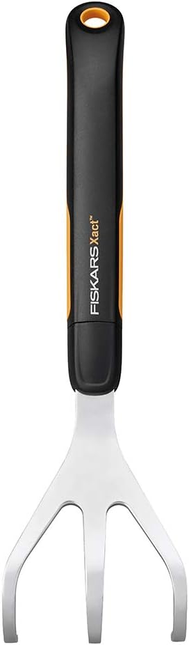 Fiskars Xact Hand Cultivator, Stainless Steel Weeder with SoftGrip Handle, Durable Garden Tool for Loosening and Aerating Soil, Ideal for Flower Beds and Garden Beds