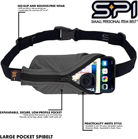 SPIbelt Running Belt for Women Men, Phone Holder for Running, Running Fanny Pack, Holder for Phone, Running Waist Pack, Adjustable Waist, [Fits All Phones]. Fuchsia with Black Zipper