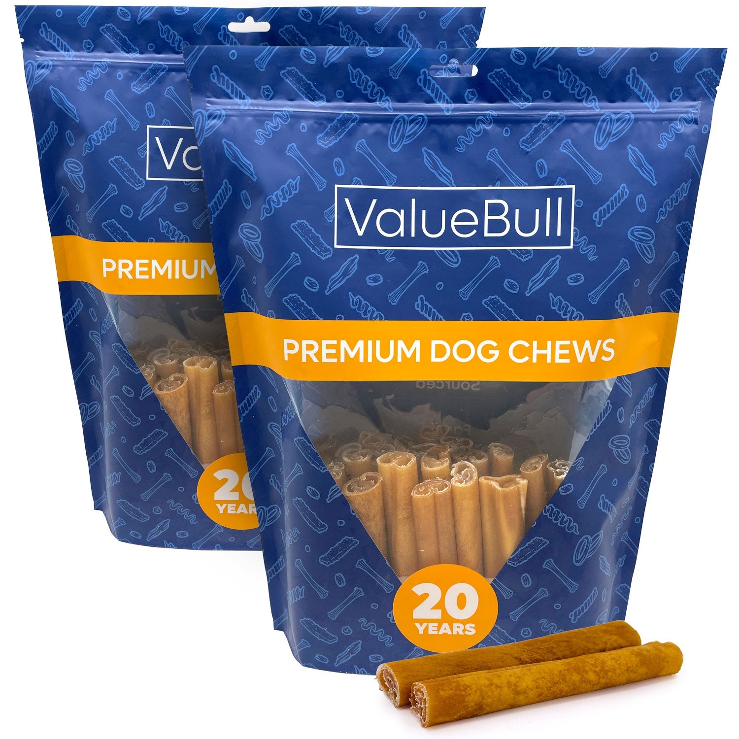 ValueBull Buffalo Collagen Sticks for Dogs, 6 Inch Jumbo Chew, 50 Count