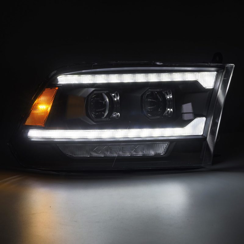 AlphaRex 09-18 Ram 1500/2500 PRO-Series Proj Headlights Black w/Sequential Signal and Top/Middle DRL 880561 *Discontinued