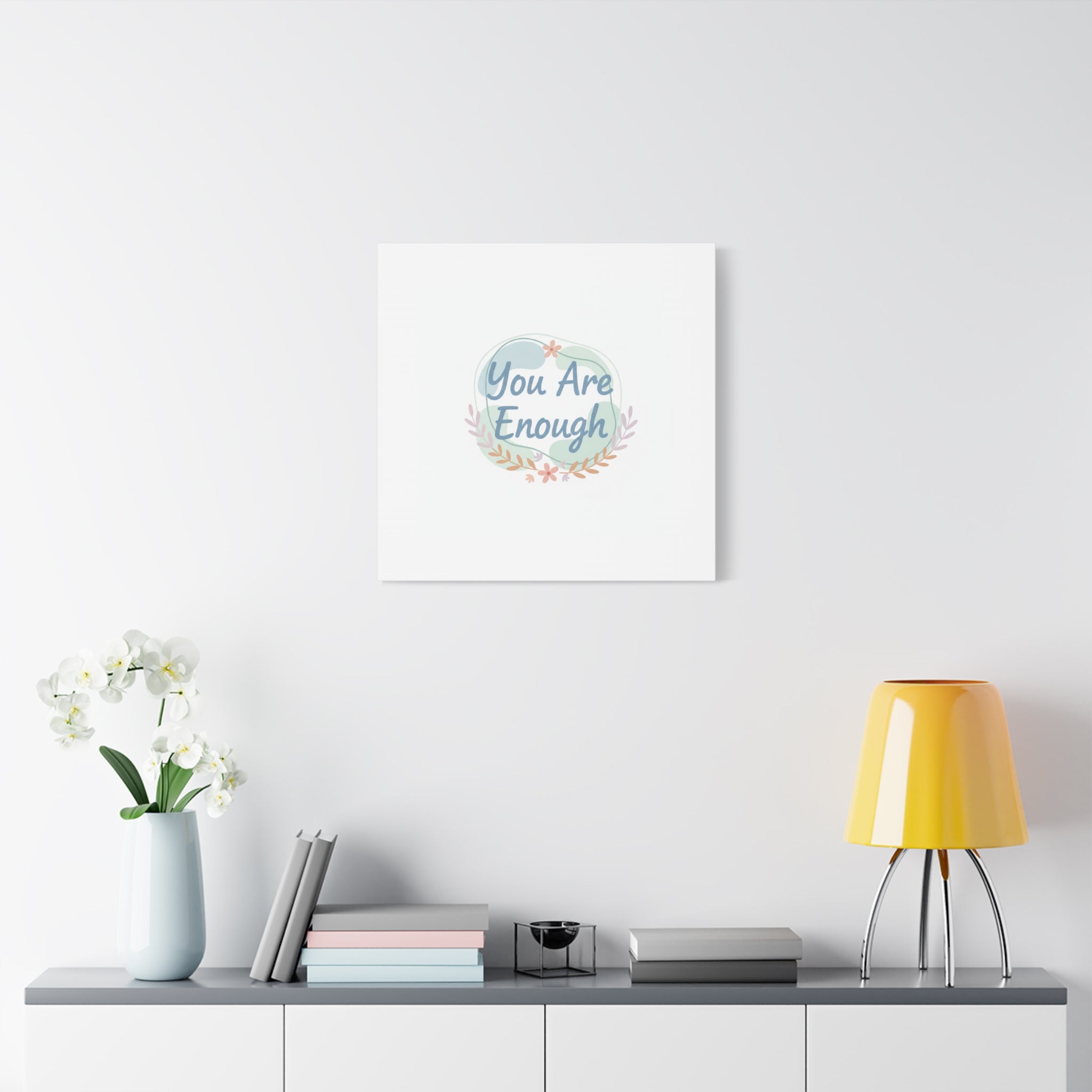 You Are Enough Canvas, Mental Health Art | Supportive Affirmation Wall Decor