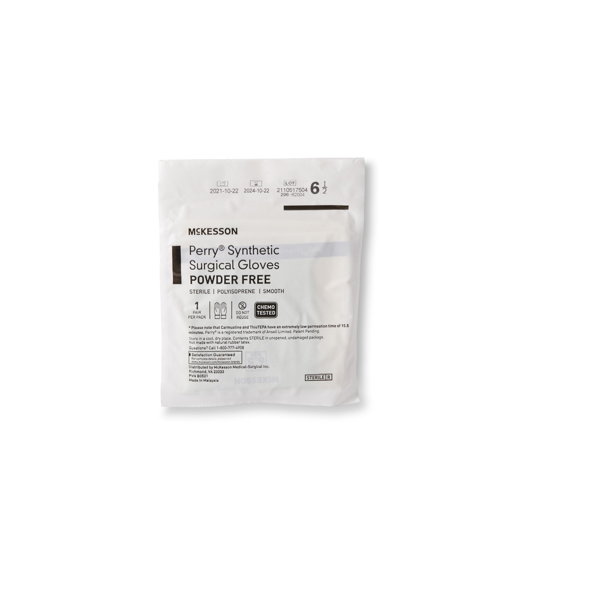 McKesson Perry® Performance Plus Polyisoprene Surgical Glove, Size 6.5, Green 20-2065N