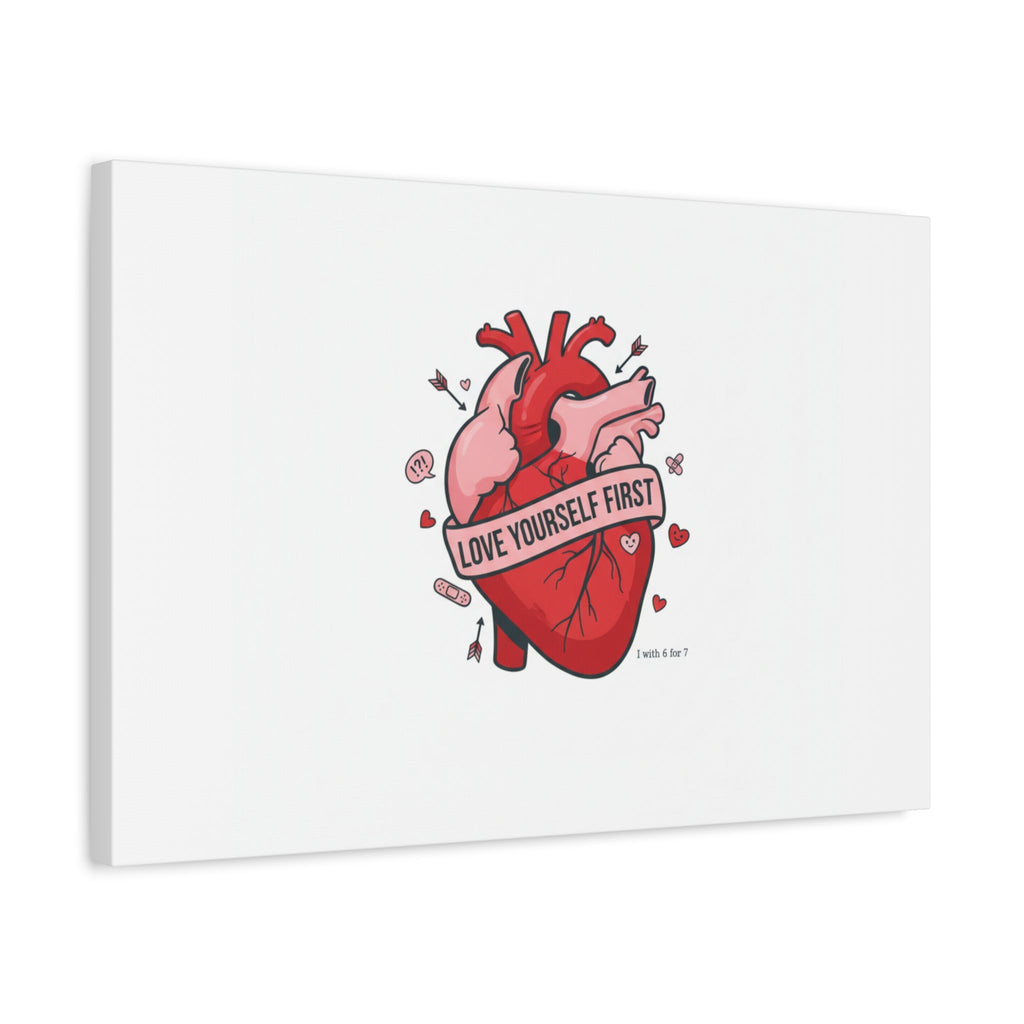 Love Yourself First Canvas, Hearts-with-a-Twist, Anti-Valentine Art