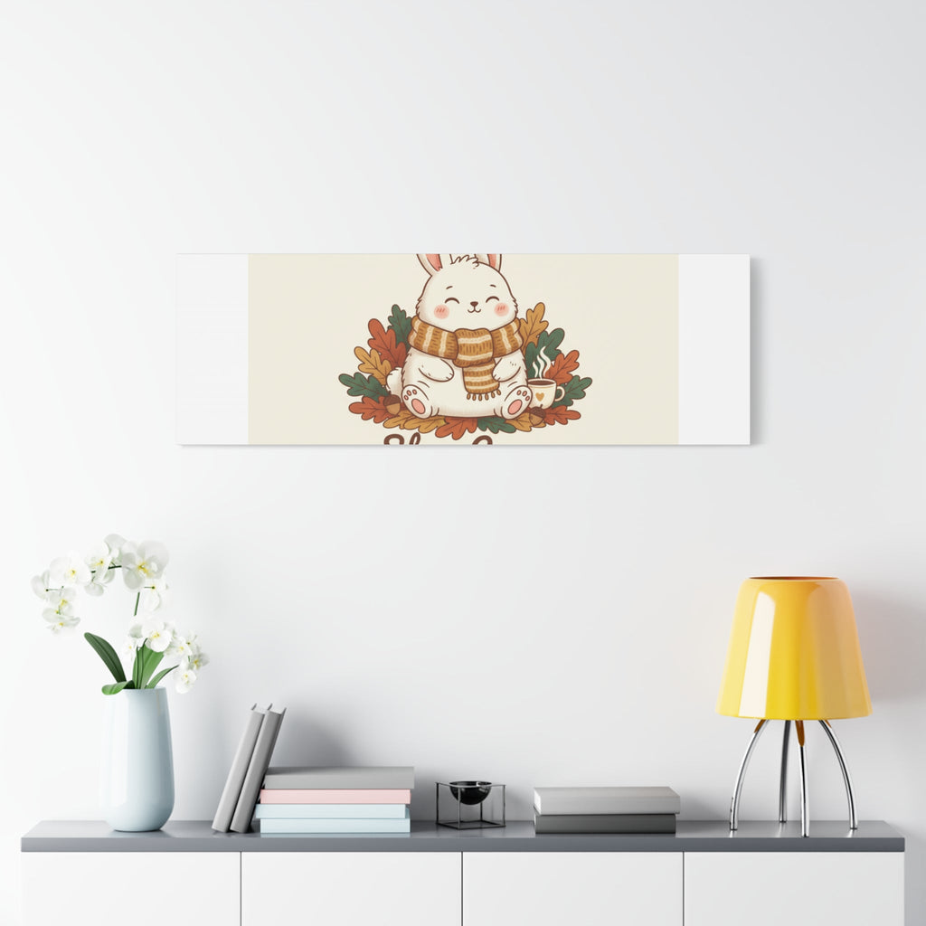 Cozy Bunny Illustration Canvas | Cute Critter Winter Forest Art