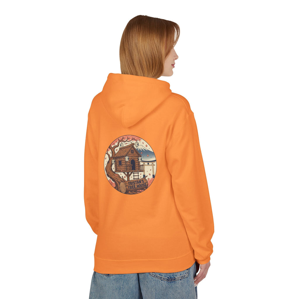 Hoodie — “Love is a Universal Language” Cozy Retro Cabin Graphic Hoodie