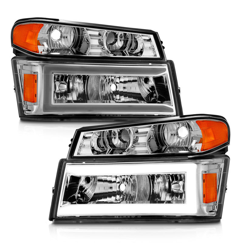 ANZO 04-12 GM Colorado/Canyon/I-Series Crystal Headlights - w/ Light Bar Chrome Housing 4pcs 111559