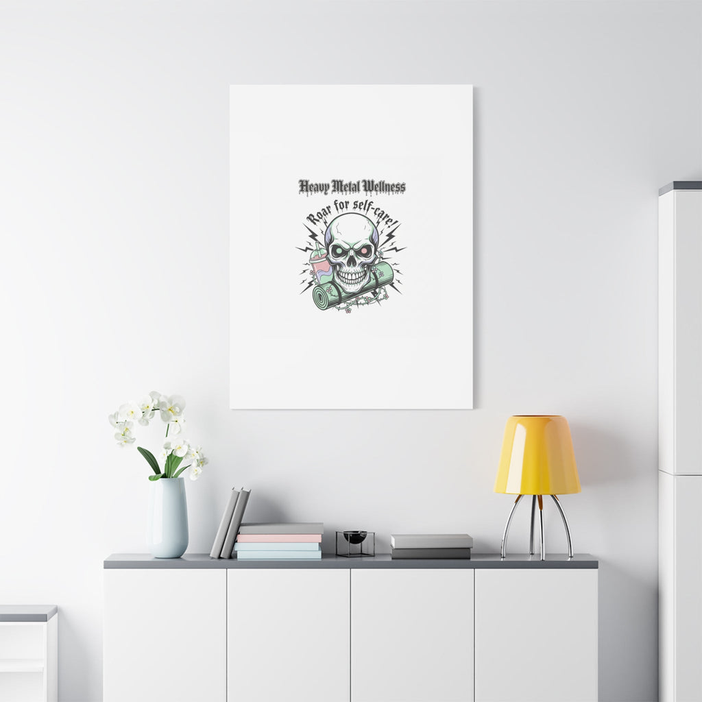 Roar for Self-Care Skull Canvas | heavy metal wellness, gothic wellness quote