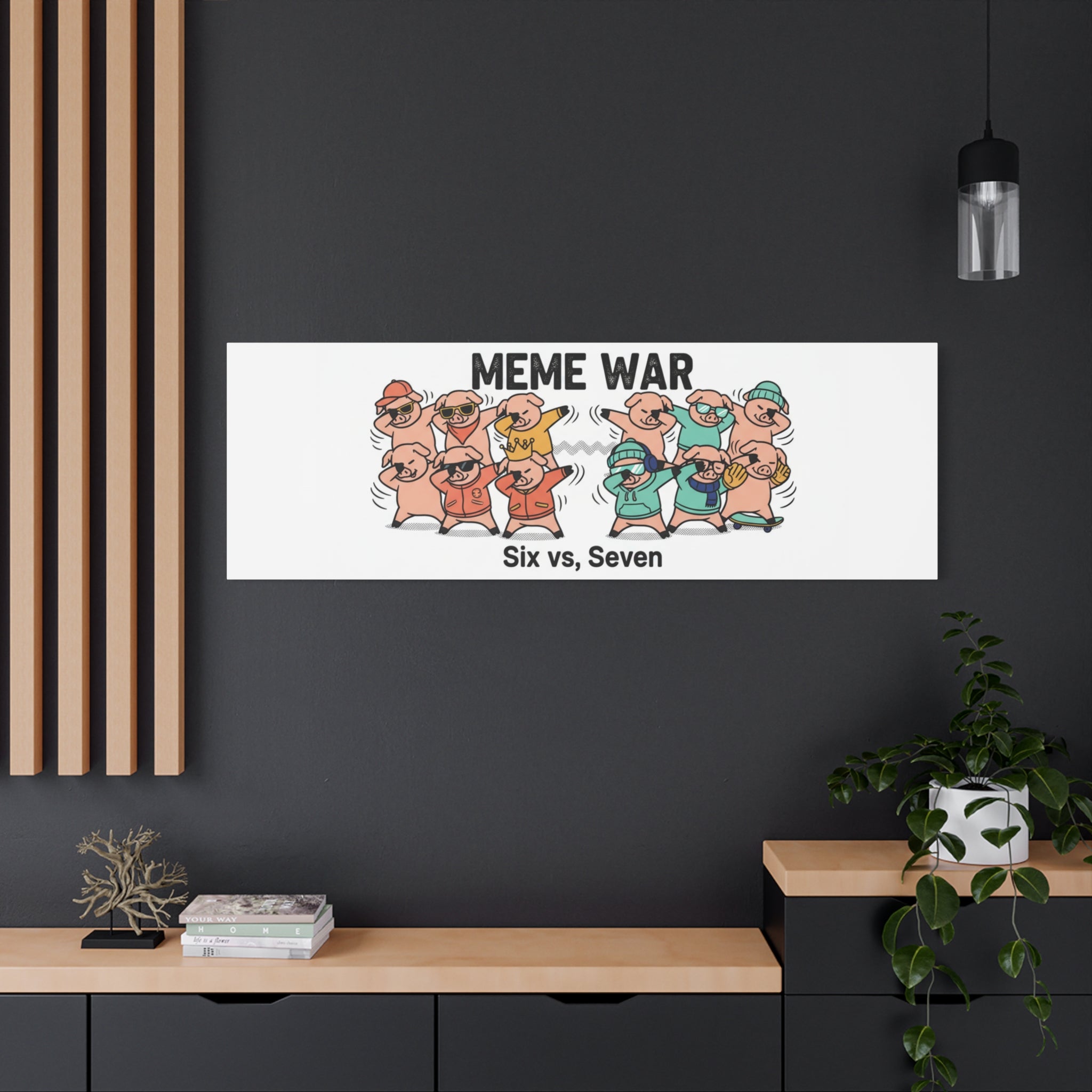 Meme War: Six vs. Seven Canvas Wall Art