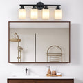 Vanity Light Fixture | 4/5/6/8-Light Bathroom Wall Sconce with Frosted White Glass & Iron Frame — Black, Chrome or Gold, 4 Sizes