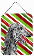 Scottish Deerhound Candy Cane Christmas Wall or Door Hanging Prints Aluminum Metal Sign Kitchen Wall Bar Bathroom Plaque Home Decor Front Door Plaque, 12x16, Multicolor