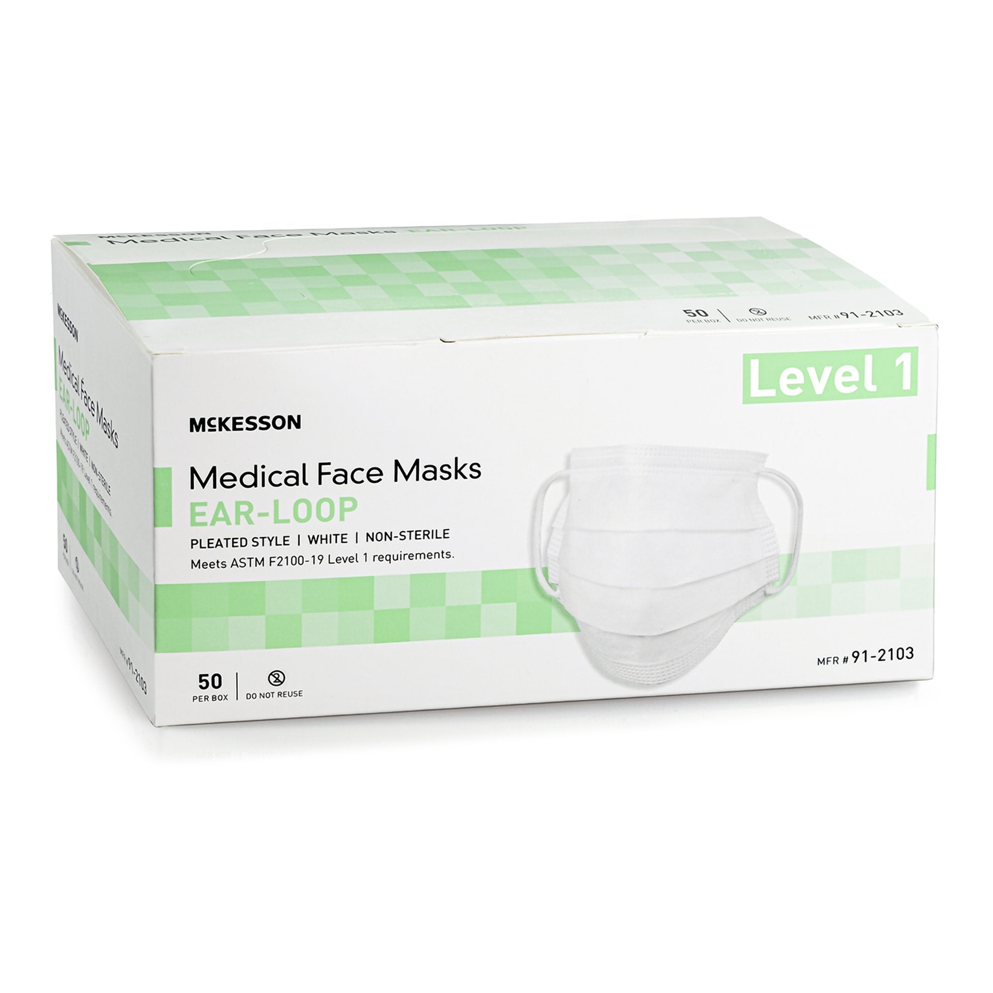 McKesson ASTM Level 1 Medical Face Masks, White 91-2103