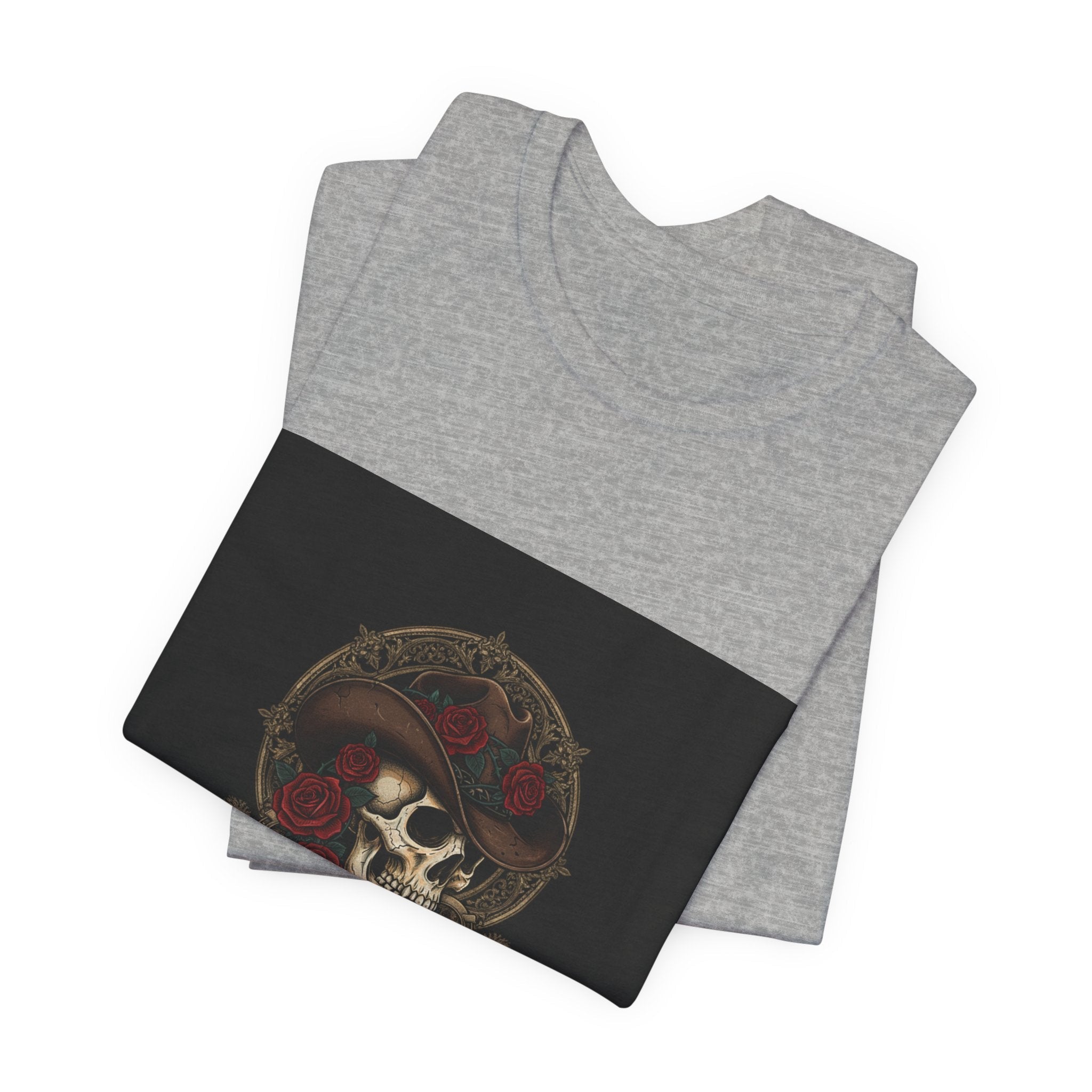 Ride or Die Skull Cowboy Tee | western skull art, gothic Americana