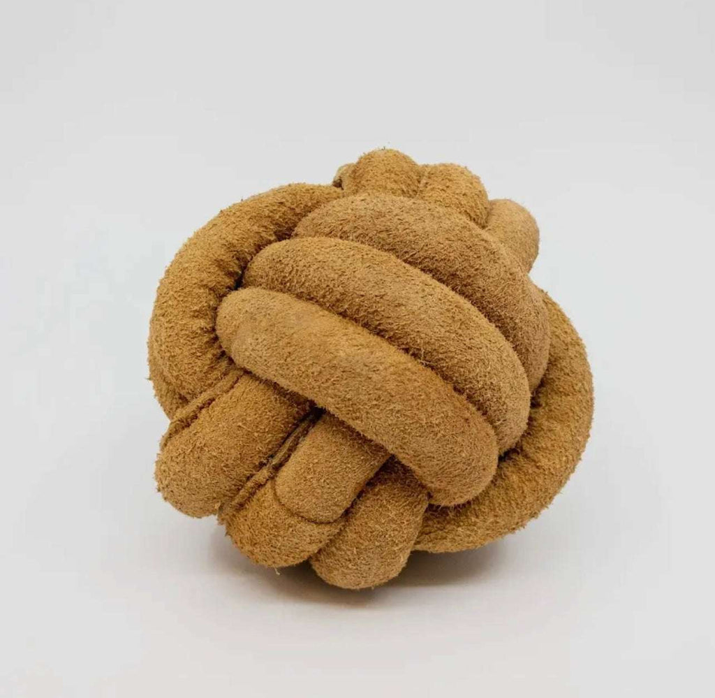 🐶🟤Huggle-Hide® Natural Leather Ball Dog Toy