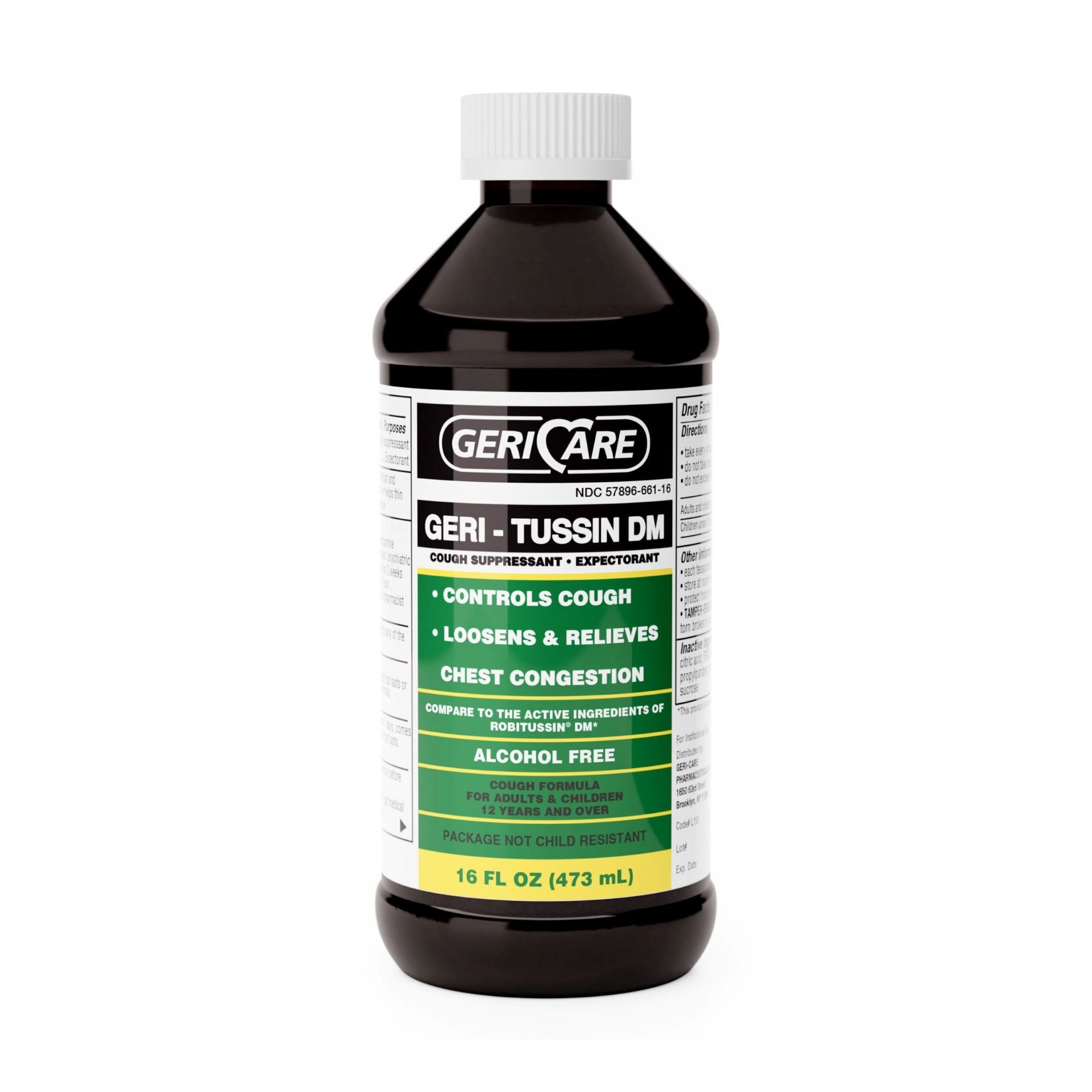 Geri-Care® Guaifenesin / Dextromethorphan Cold and Cough Relief, 16-ounce Bottle QRDM-16-GCP